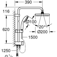 Душевая система  Grohe New Tempesta System 200 27389002 - Превью изображения №2 — Интернет-магазин ПроЗаказ