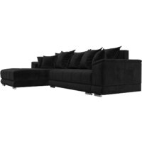 Угловой диван Лига диванов НордСтар левый 121112L (велюр черный/подушки велюр черный) - Превью изображения №4 — Интернет-магазин ПроЗаказ