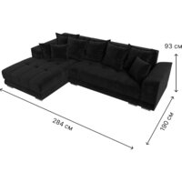 Угловой диван Лига диванов НордСтар левый 121112L (велюр черный/подушки велюр черный) - Превью изображения №9 — Интернет-магазин ПроЗаказ