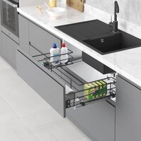 Корзина выдвижная Starax S-2353-A 80 (крепление на фасаде, антрацит) - Превью изображения №2 — Интернет-магазин ПроЗаказ