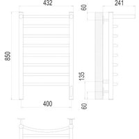 Полотенцесушитель TERMINUS Классик П8 400x850 с полкой бп электро (хром) - Превью изображения №3 — Интернет-магазин ПроЗаказ