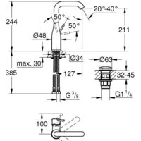 Смеситель Grohe Essence L-Size 23799001 - Превью изображения №2 — Интернет-магазин ПроЗаказ