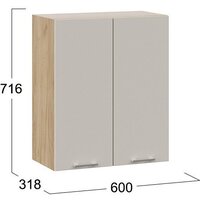 Шкаф навесной Трия Габриэлла 1В6 (дуб крафт золотой/крем) - Превью изображения №3 — Интернет-магазин ПроЗаказ