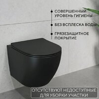 Унитаз подвесной Lauter Augsburg 21109EC + I012709 + I090138 (черный матовый с кнопкой смыва черный матовый) - Превью изображения №5 — Интернет-магазин ПроЗаказ