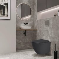 Унитаз подвесной Lauter Augsburg 21109EC + I012709 + I090138 (черный матовый с кнопкой смыва черный матовый) - Превью изображения №8 — Интернет-магазин ПроЗаказ
