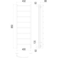 Полотенцесушитель TERMINUS Классик П8 400x850 нп электро (хром) - Превью изображения №3 — Интернет-магазин ПроЗаказ