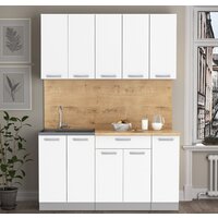 Готовая кухня Интерлиния Мила Лайт 1.5 (белый платинум/белый платинум/дуб бунратти) - Превью изображения №2 — Интернет-магазин ПроЗаказ