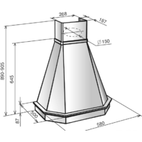 Кухонная вытяжка Elikor Камин Грань 90П-650-П3Л (бежевый/дуб неокрашенный) (840772) - Превью изображения №2 — Интернет-магазин ПроЗаказ