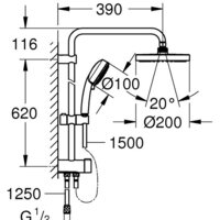 Душевая система  Grohe New Tempesta Cosmopolitan System 200 27394002 - Превью изображения №5 — Интернет-магазин ПроЗаказ