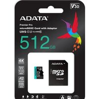 Карта памяти ADATA Premier Pro AUSDX512GUI3V30SA2-RA1 microSDXC 512GB (с адаптером) - Превью изображения №4 — Интернет-магазин ПроЗаказ