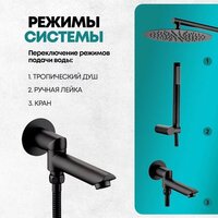 Душевая система  Grocenberg GB5099BL-1 (черный матовый) - Превью изображения №10 — Интернет-магазин ПроЗаказ