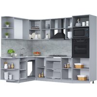Готовая кухня Интерлиния Мила Лайт 1.68x2.6 левая (вудлайн кремовый/дуб веллингтон/серый каспий) - Превью изображения №2 — Интернет-магазин ПроЗаказ