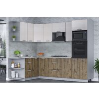 Готовая кухня Интерлиния Мила Лайт 1.68x2.6 левая (вудлайн кремовый/дуб веллингтон/серый каспий) - Превью изображения №3 — Интернет-магазин ПроЗаказ