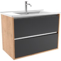 ЗОВ Тумба под умывальник Женева 80 (дуб/черный)