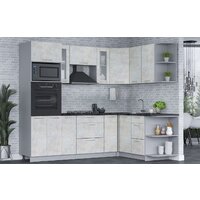 Готовая кухня Интерлиния Мила 1.68x2.4 правая (бетон лайт/бетон лайт/кастилло темный) - Превью изображения №3 — Интернет-магазин ПроЗаказ