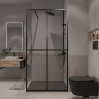 Душевая стенка Niagara NG-686-12BLACK 120x195 (черный матовый/прозрачное стекло) - Превью изображения №3 — Интернет-магазин ПроЗаказ