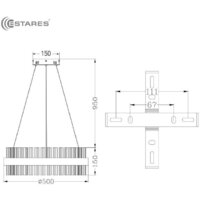 Подвесная люстра Estares Sofia 100W R-APP-500x1000-Gold/Clear-220-IP20_Ч - Превью изображения №7 — Интернет-магазин ПроЗаказ