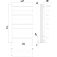 Полотенцесушитель TERMINUS Полка П8 500x850 (хром) - Превью изображения №7 — Интернет-магазин ПроЗаказ