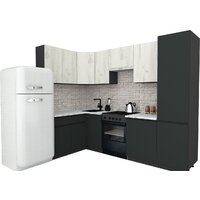 ВерсоМебель Эко-7 1.4x2.6 левая (дуб крафт белый/антрацит/ст.мрамор итальянский)