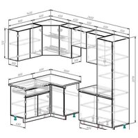 Готовая кухня ВерсоМебель Эко-7 1.4x2.6 левая (дуб крафт белый/антрацит/ст.мрамор итальянский) - Превью изображения №6 — Интернет-магазин ПроЗаказ