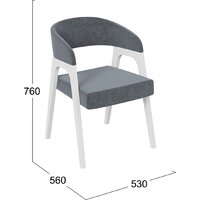 Стул с подлокотниками Трия Техас (графит №219 Велюр Jercy graphite/белый матовый) - Превью изображения №4 — Интернет-магазин ПроЗаказ
