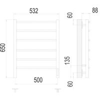 Полотенцесушитель TERMINUS Классик П6 500x650 бп электро (хром) - Превью изображения №3 — Интернет-магазин ПроЗаказ