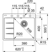 Кухонная мойка Franke Centro CNG 611/211-62 TL Fragranite 114.0639.710 (оникс) - Превью изображения №2 — Интернет-магазин ПроЗаказ