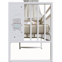 Классическая детская кроватка VDK Mini Loft 3D колесо-качалка Oh My Bear (белый) - Превью изображения №2 — Интернет-магазин ПроЗаказ