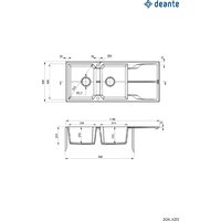 Кухонная мойка Deante Andante ZQN T213 (антрацитовый металлик) - Превью изображения №2 — Интернет-магазин ПроЗаказ