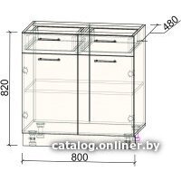 Шкаф напольный Интерлиния Компо НШ80рш2 (дуб серый) - Превью изображения №3 — Интернет-магазин ПроЗаказ