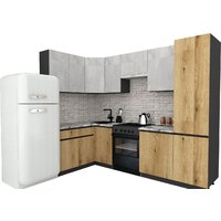 ВерсоМебель Эко-7 1.4x2.6 левая (бетонный камень/дуб эвок прибрежный/ст.мрамор итальянский)