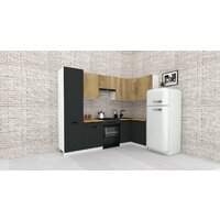 Готовая кухня ВерсоМебель Эко-2 1.2x2.7 правая (дуб крафт золотой/антрацит/ст.золотистый дуб) - Превью изображения №2 — Интернет-магазин ПроЗаказ