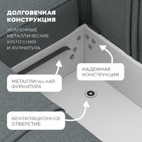 Угловой диван Лига диванов Лига-079 правый 129813 (рогожка амур 07 серый) - Превью изображения №7 — Интернет-магазин ПроЗаказ