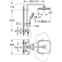 Душевая система  Grohe Tempesta System 250 Cube 26689001 - Превью изображения №6 — Интернет-магазин ПроЗаказ