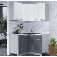 Готовая кухня Интерлиния Мила Лайт 1.2x1.2 (белый платинум/бетон портленд/белый гранит) - Превью изображения №2 — Интернет-магазин ПроЗаказ