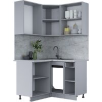 Готовая кухня Интерлиния Мила Лайт 1.2x1.2 (белый платинум/бетон портленд/белый гранит) - Превью изображения №3 — Интернет-магазин ПроЗаказ