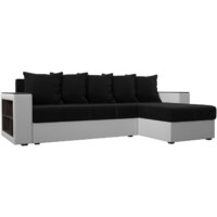 Лига диванов Дубай лайт правый 114184 (микровельвет черный/экокожа белый)