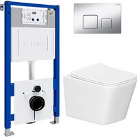 Унитаз подвесной Lauter Square 214903 с кнопкой 219703F (квадратная, сатин) - Превью изображения №2 — Интернет-магазин ПроЗаказ