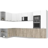 Интерлиния Мила Лайт 1.68x3.4 левая без столешницы (белый платинум/дуб серый)