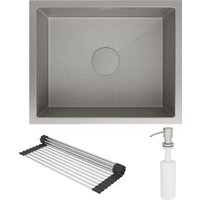 Кухонная мойка Roxen Uno 560210-54S под столешницу сатин/текстурная поверхность (ролл-мат, дозатор, сифон) - Превью изображения №4 — Интернет-магазин ПроЗаказ