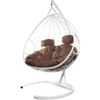 Подвесное кресло M-Group Для двоих 11450105 (белый ротанг/коричневая подушка) - Превью изображения №5 — Интернет-магазин ПроЗаказ