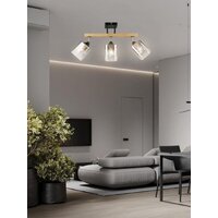 Люстра средней высоты Aitin Pro НПБ 02-3x60-101 N5280/3 (черный/дерево) - Превью изображения №3 — Интернет-магазин ПроЗаказ