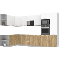 Интерлиния Мила Лайт 1.68x3.4 левая без столешницы (белый платинум/дуб золотой)