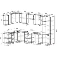 Готовая кухня Интерлиния Мила Лайт 1.68x3.4 левая без столешницы (белый платинум/дуб золотой) - Превью изображения №2 — Интернет-магазин ПроЗаказ