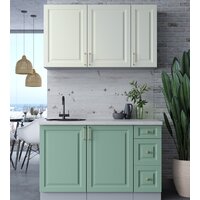 Готовая кухня Интерлиния Мила Шато 1.3А (белый/мята/бискайская сосна) - Превью изображения №3 — Интернет-магазин ПроЗаказ