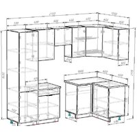 Готовая кухня ВерсоМебель Эко-2 1.2x2.7 правая (дуб крафт белый/антрацит/ст.мрамор итальянский) - Превью изображения №6 — Интернет-магазин ПроЗаказ