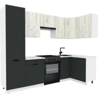 ВерсоМебель Эко-2 1.2x2.7 правая (дуб крафт белый/антрацит/ст.мрамор итальянский)