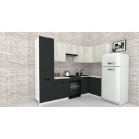 Готовая кухня ВерсоМебель Эко-2 1.2x2.7 правая (дуб крафт белый/антрацит/ст.мрамор итальянский) - Превью изображения №2 — Интернет-магазин ПроЗаказ