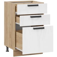 Шкаф напольный Трия Детройт 1Н5Я3 исп.2 (дуб крафт золотой/белый глянец) - Превью изображения №2 — Интернет-магазин ПроЗаказ