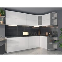 Готовая кухня Интерлиния Мила Матте 1.5x2.6 А правая (белый/белый/кастилло темный) - Превью изображения №2 — Интернет-магазин ПроЗаказ